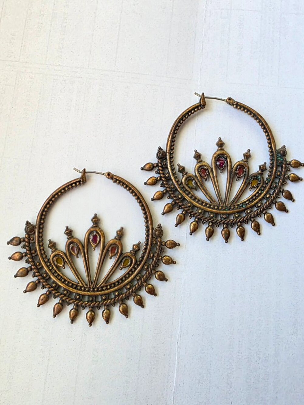 Vintage Hoop Stained Enamel Earrings